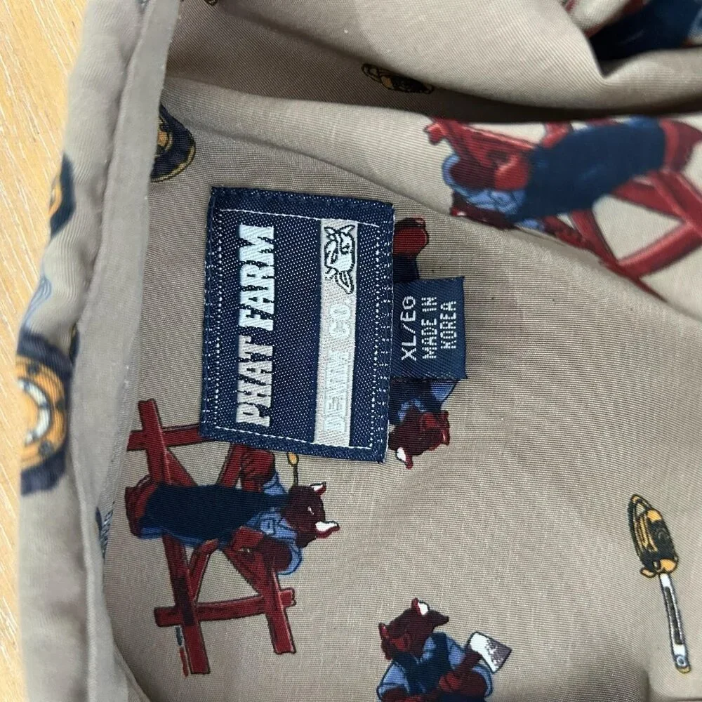 Vintage Phat Farm Shirt Mens XL Tan All Over Print Workwear Tools Streetwear 90s - Picture 9 of 11